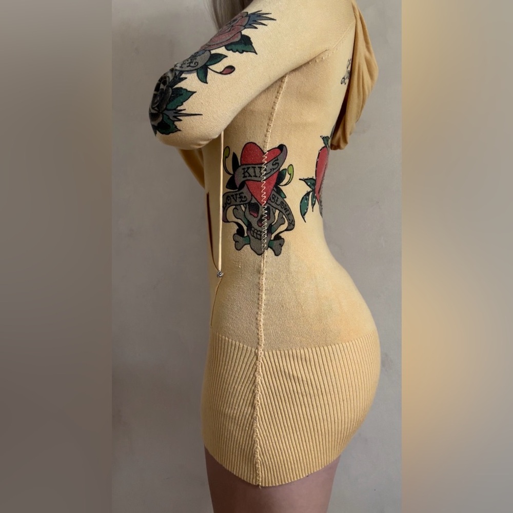 Ed Hardy Yellow Mini Dress - Picture 2 of 8